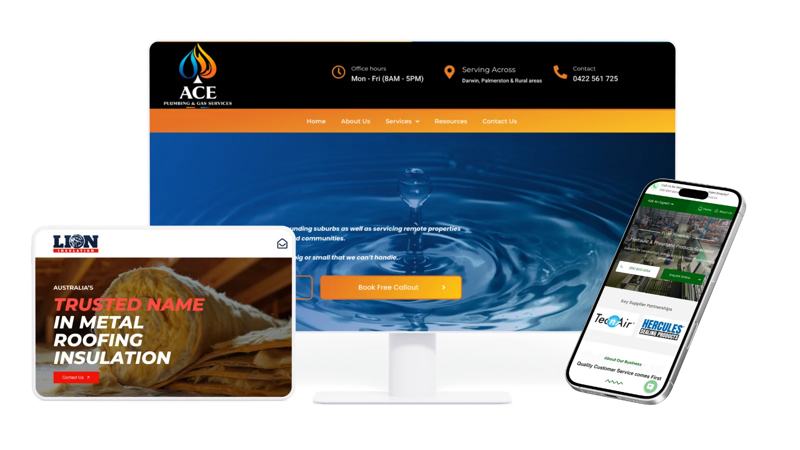 Ace Plumbing & Gas / Lion Insultation Landing Pages