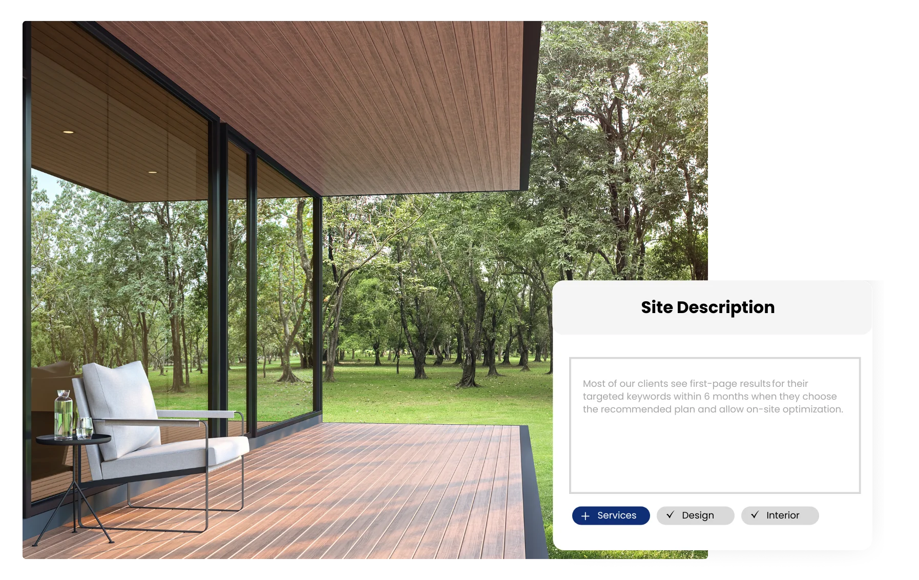 Verandah with Forest View | Site Image Description for Optimization