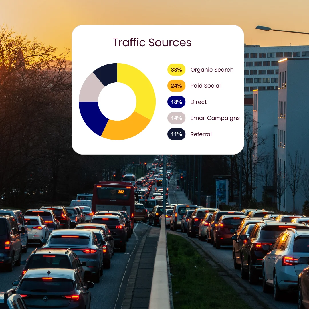 Car Traffic and Website Traffic Sources - Organic Search, Paid Socia, Direct, etc.