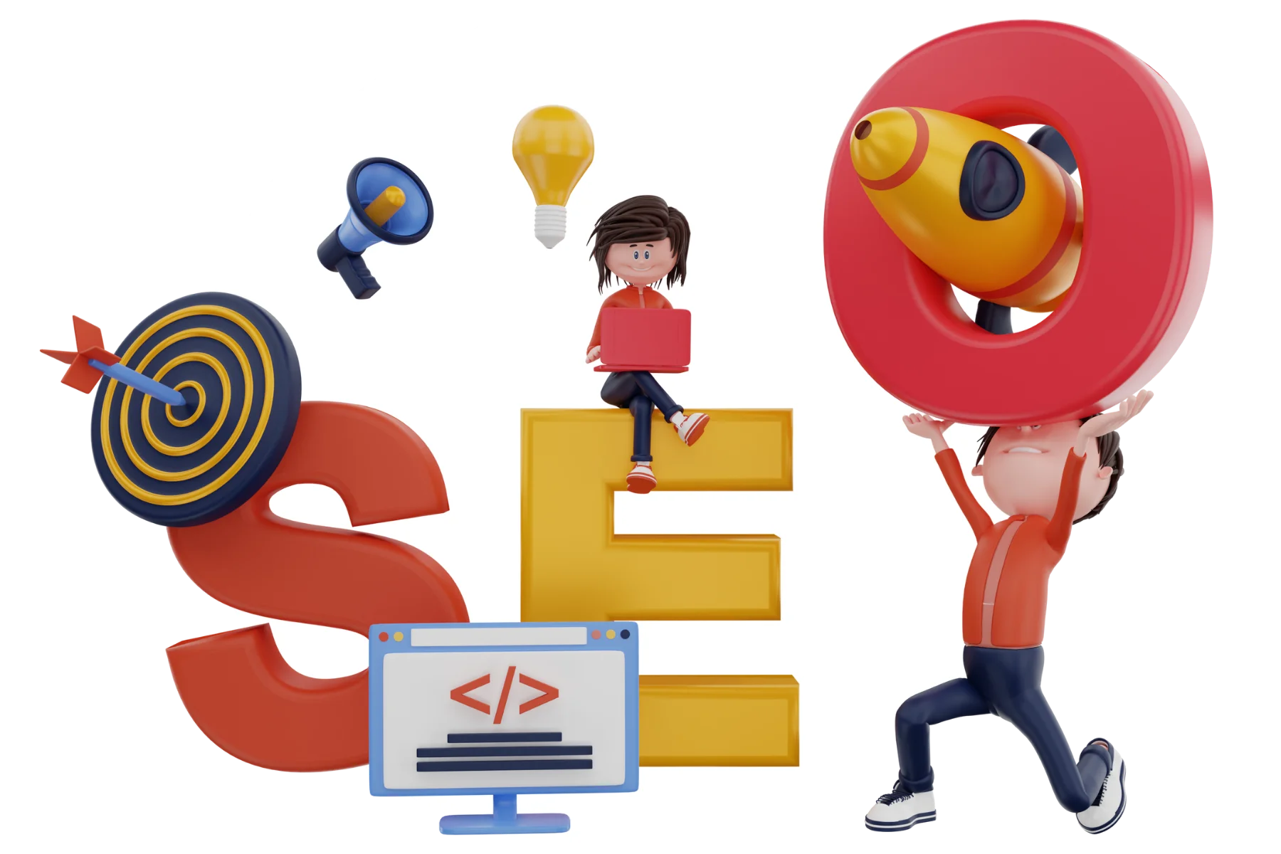 SEO Red and Orange Animated Website Asset